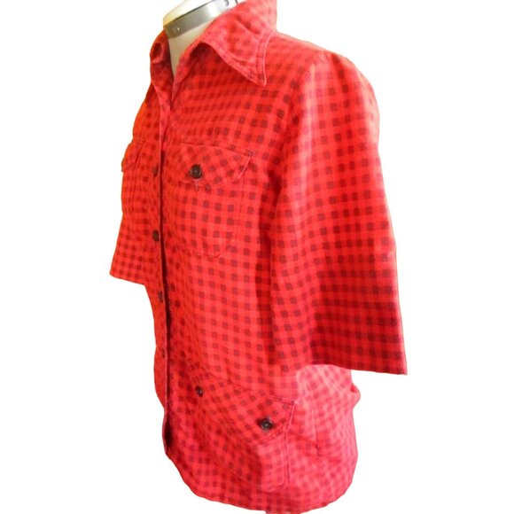 Vintage Small Women's 1970's Kittery Point Red & Black Checkered Button-Up Shirt - Picture 4 of 6